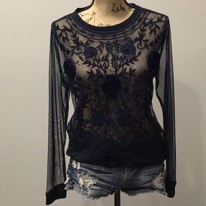 Absolutely stunning! Sheer blue floral shirt
